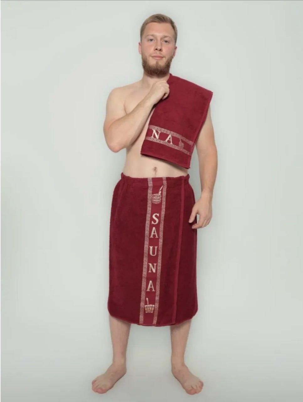 Набор для бани сауны махровый с тапочками 70х150 см Красный (Д-am-mahra-m-001) Набор для бани сауны махровый с тапочками 70х150 см Красный (Д-am-mahra-m-001)