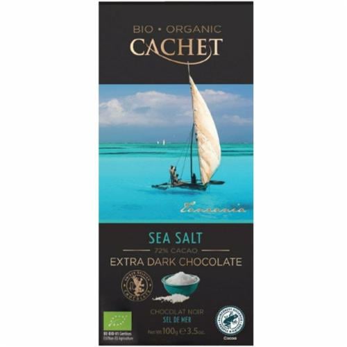 Шоколад Cachet Extra Dark with Sea salt какао 100g (21340) Черный