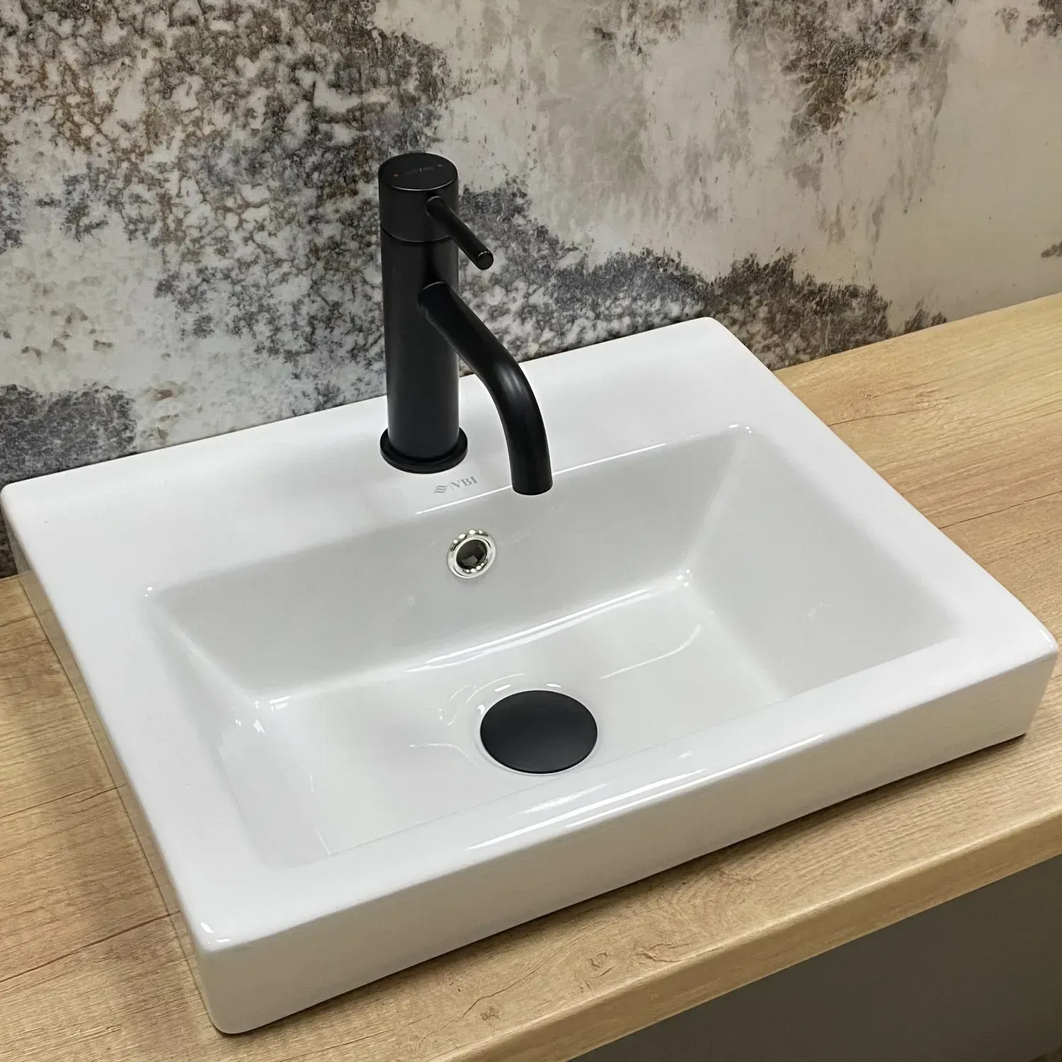 Раковина накладна VBI Acquaro S 445х350 прямокутна з переливом Білий (VBI-018056)