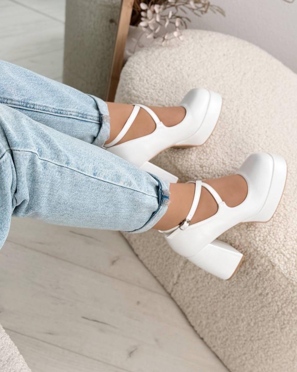 Туфлі з ремінцем Loretta на підборах та платформі р. 40 25,5 см Білий (10440-40) - фото 5 Туфлі з ремінцем Loretta на підборах та платформі р. 40 25,5 см Білий (10440-40) - фото 5