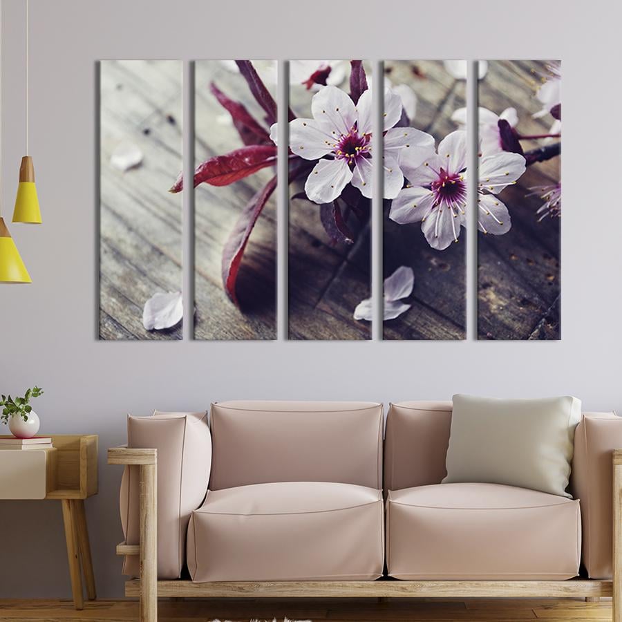 Модульная картина из 5 частей на холсте интерьерная картина Ароматные цветы сакуры 87x50 см (232-51) Модульная картина из 5 частей на холсте интерьерная картина Ароматные цветы сакуры 87x50 см (232-51)