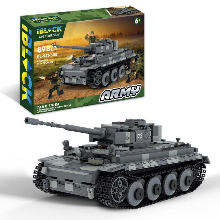 Конструктор пластиковый Iblock Армия Военная техника Танк Panzer VI Tiger Тигр 898 дет. 48x9x32см (2059557284)