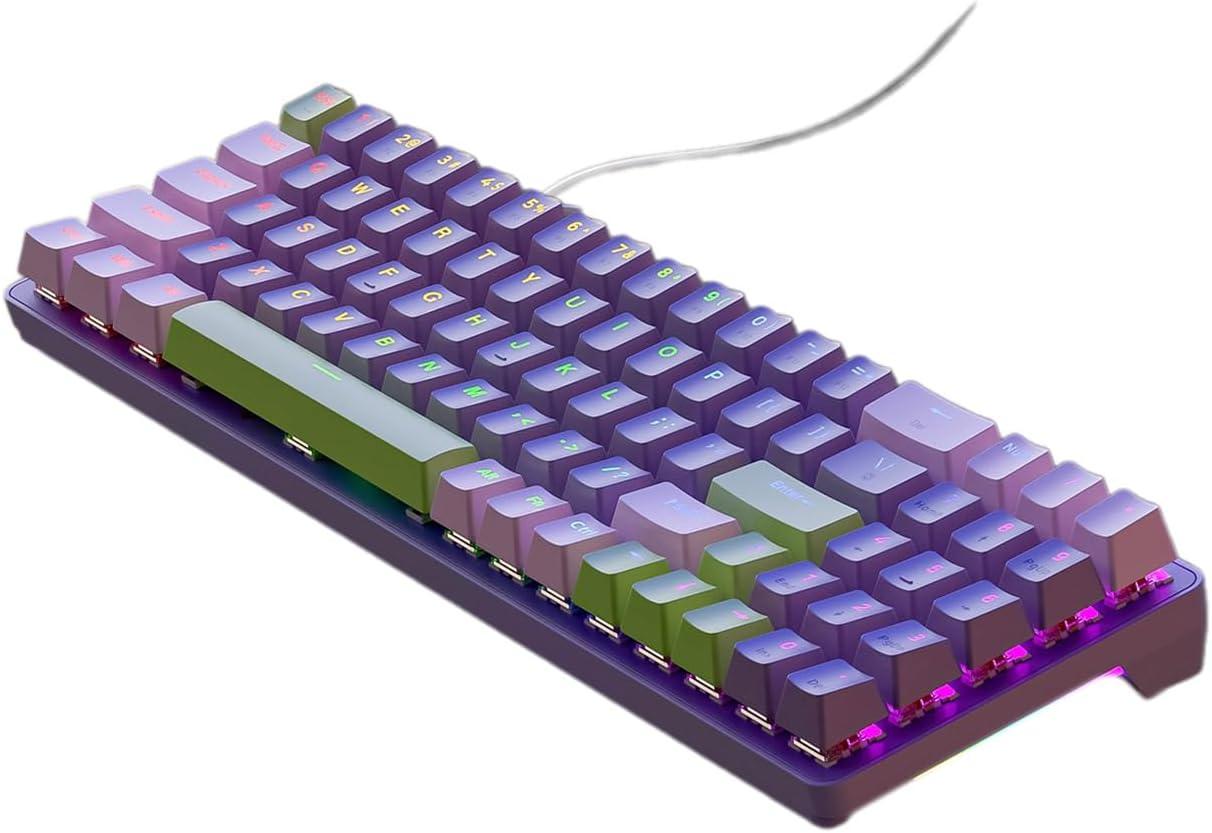 Клавіатура ігрова механічна PBT K65 на червоних свічках з RGB підсвічуванням провідна Фіолетовий (2548674784)