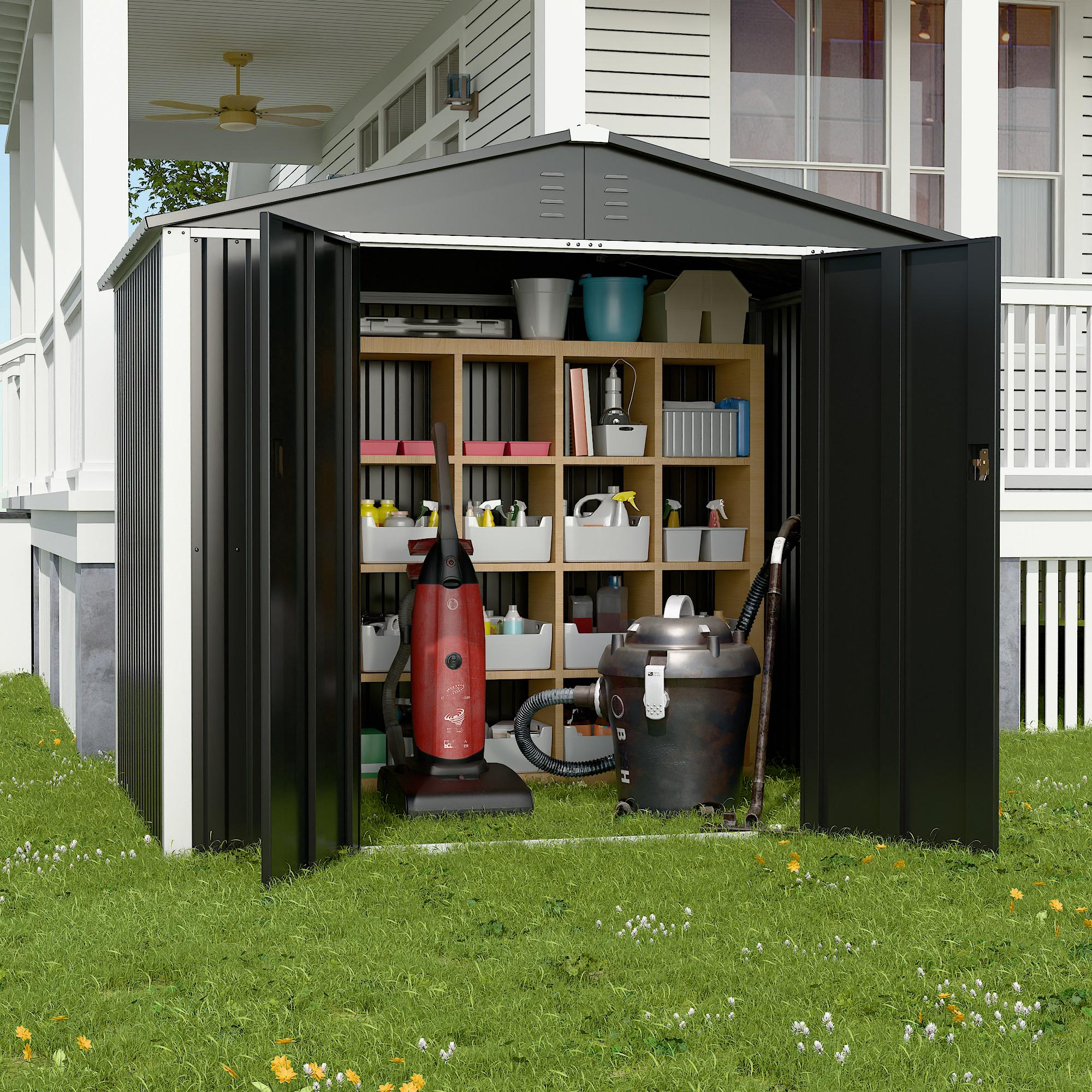 Хозблок-сарай металлический DS-03 CUSTOMIZED с двускатной крышей 2000х2400х1800 мм Темно-серый PANTONE 10C - фото 7