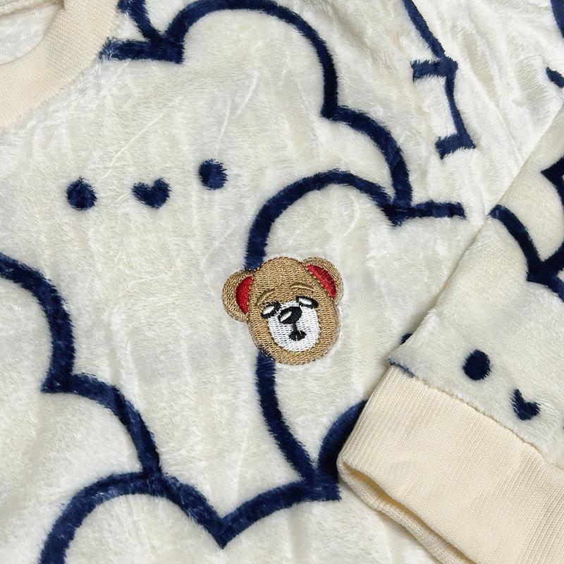 Комплект женской пижамы Bear рубашка с длинным рукавом и штанами фланелевая теплая XL Blue - фото 3