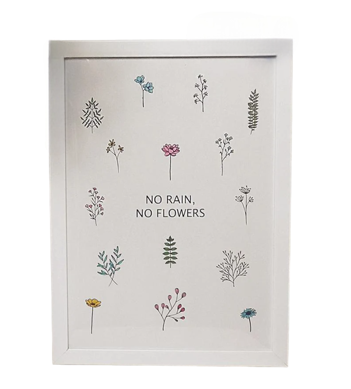 Постер в рамке No rain no flowers 30x42 см A3 (WMT3_EX013)