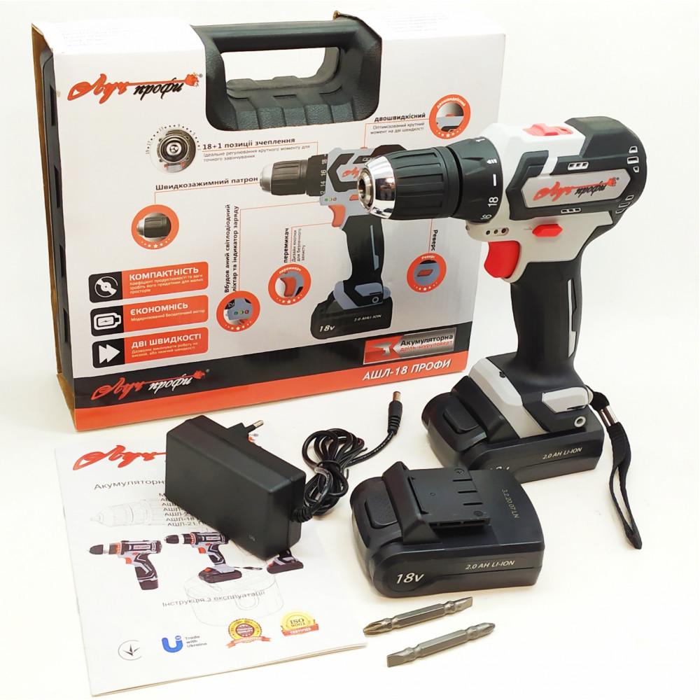 Шуруповерт бесщеточный Луч Профи АШЛ-18 Profi кейс 2 Ah 18 В 2 АКБ ЗУ - фото 3 Шуруповерт бесщеточный Луч Профи АШЛ-18 Profi кейс 2 Ah 18 В 2 АКБ ЗУ - фото 3