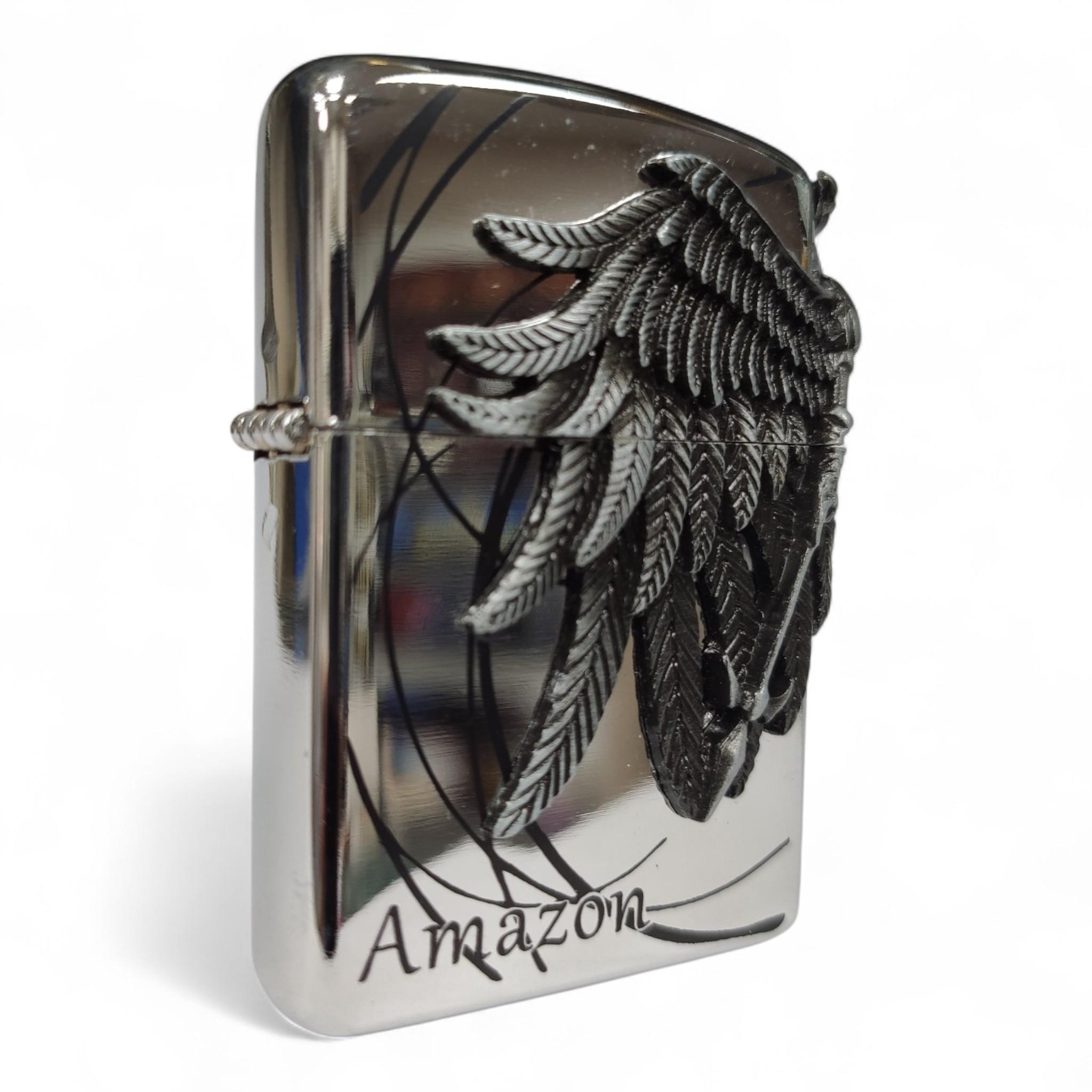 Зажигалка бензиновая Amazon HL-375 в подарочной упаковке Silver (SL_HL375-1)