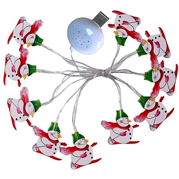 Гирлянда музыкальная светодиодная Снеговик 10 LED с USB 2,5 м Теплый белый свет (2795792749)