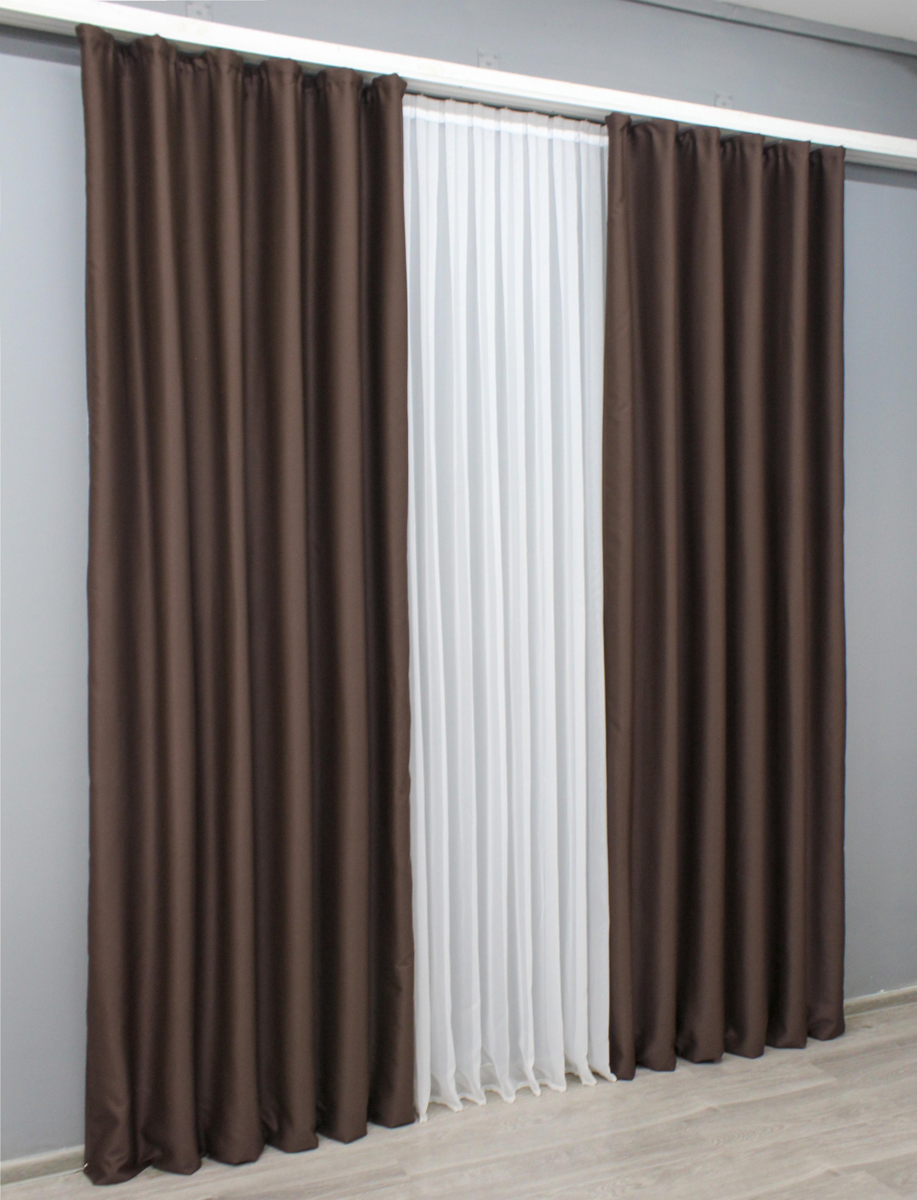 Комплект готовых штор VR-Textil Блекаут Bagema Rvs №1243ш 150х295 см 2 шт. Коричневый (33-0619) - фото 3 Комплект готовых штор VR-Textil Блекаут Bagema Rvs №1243ш 150х295 см 2 шт. Коричневый (33-0619) - фото 3