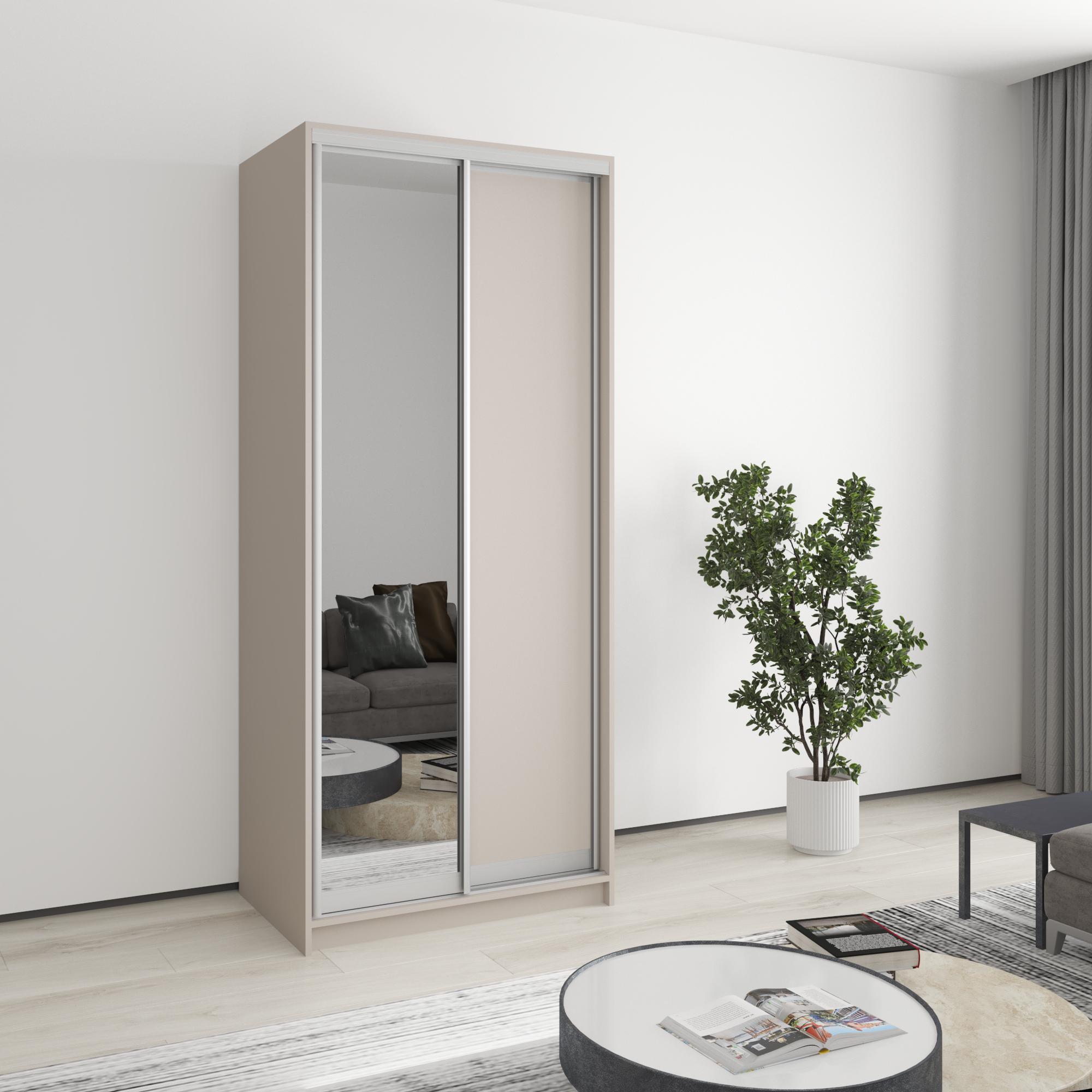 Шкаф-купе двухдверный MebelStar Уни AL ДСП/зеркало 90x45x210 см Кашемир (MBS-2620)