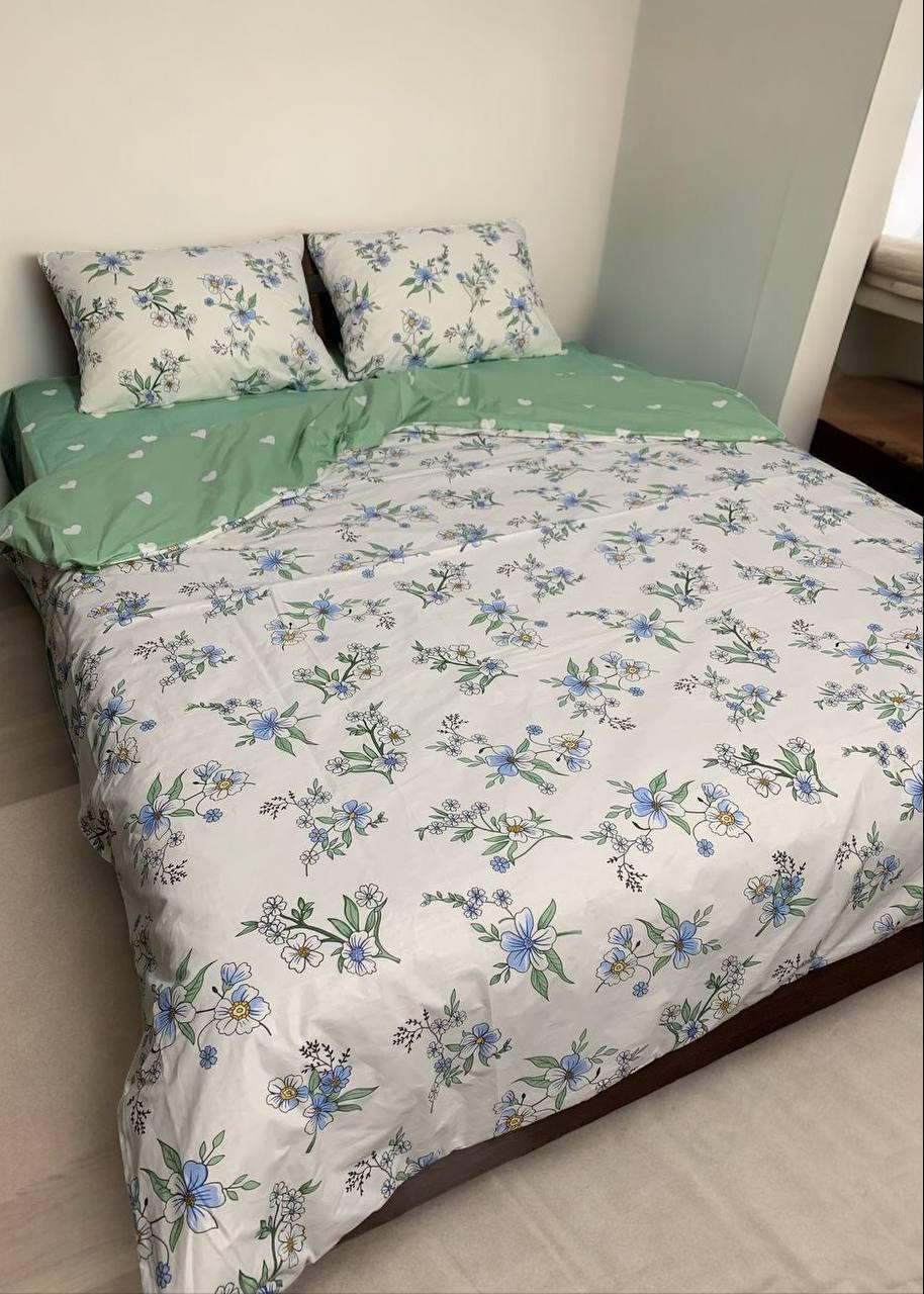 Комплект постельного белья Цветы Маргаритка хлопковый евро 200х220/50х70 см Белый (17749496)