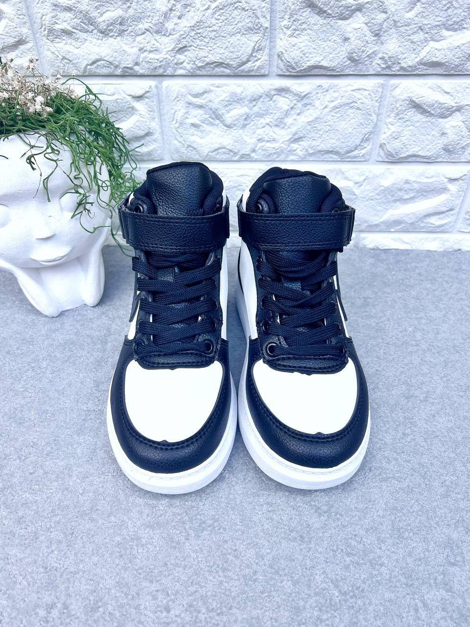 Кроссовки-хайтопы для мальчика 1522 р. 37 22,8 см Черно-белый (1522) - фото 2