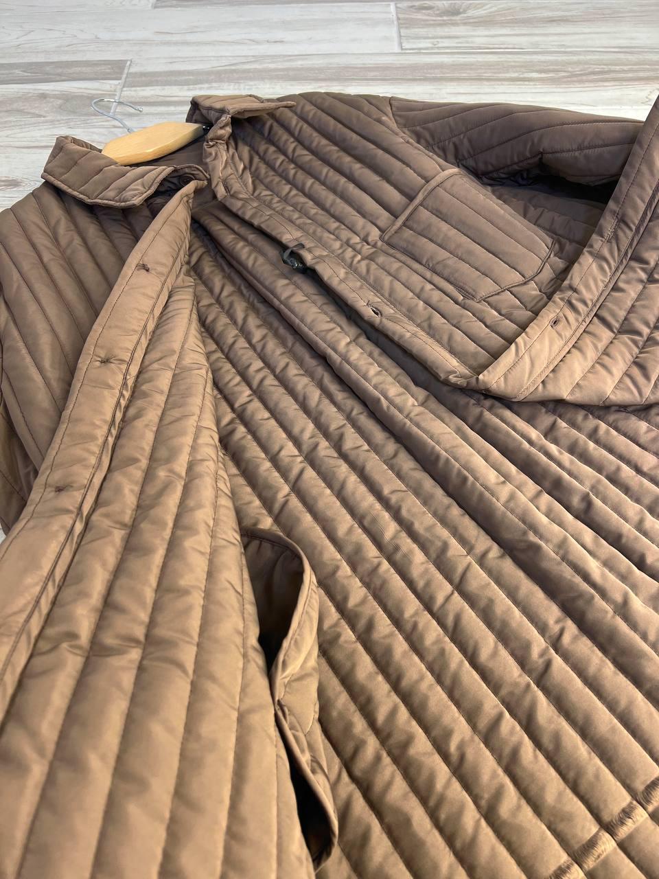 Куртка женская LADY YEP 9089 рубашка удлиненная стеганая демисезонная OS Коричневый (3722) - фото 3 Куртка женская LADY YEP 9089 рубашка удлиненная стеганая демисезонная OS Коричневый (3722) - фото 3