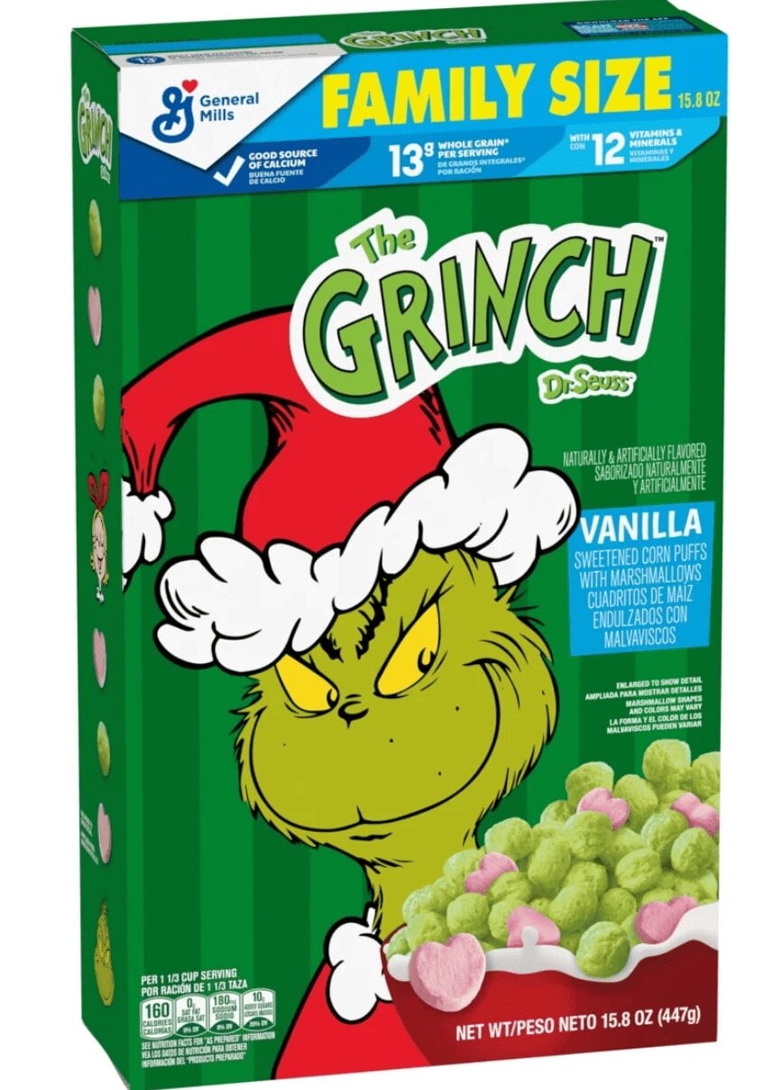 Сухий сніданок The Grinch Cereal Sweetened Vanilla Corn Puffs з маршмеллоу 447 г (2869044121)