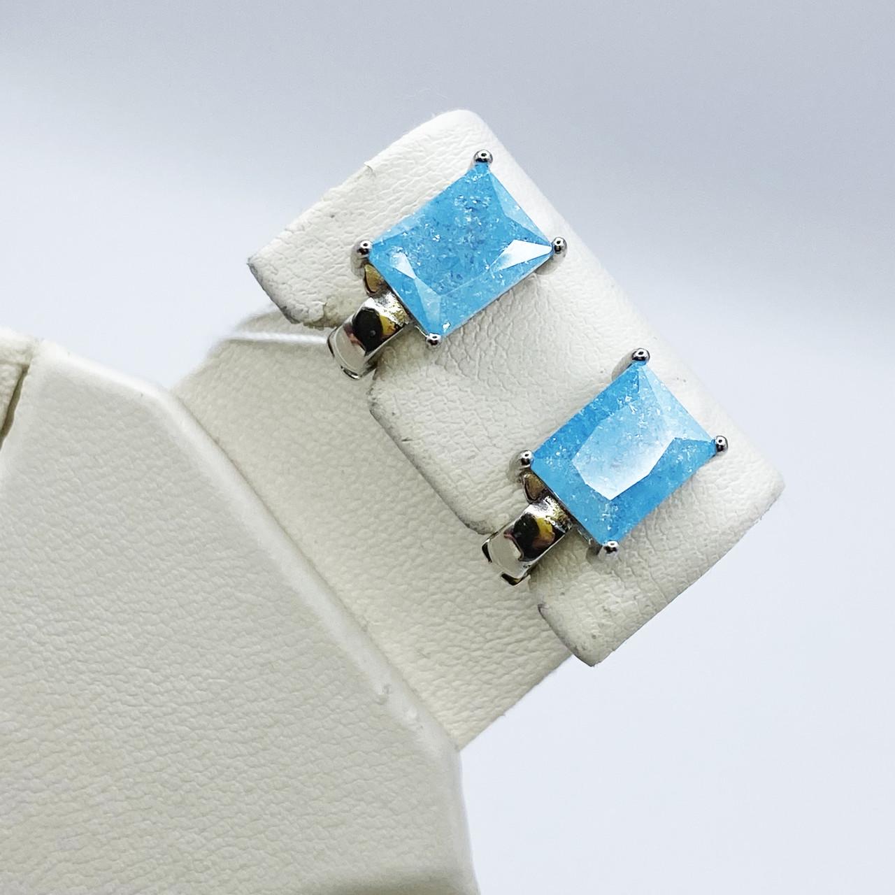 Серьги серебряные с аквамариновым кварцем 4,77 г (2172724503)