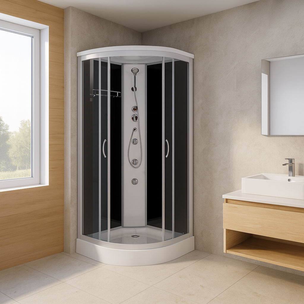 Душевой бокс закрытый KO&PO полукруглый с гидромассажем поддон 15 см стекло тонированное 80x80x215 см (C10073) Душевой бокс закрытый KO&PO полукруглый с гидромассажем поддон 15 см стекло тонированное 80x80x215 см (C10073)