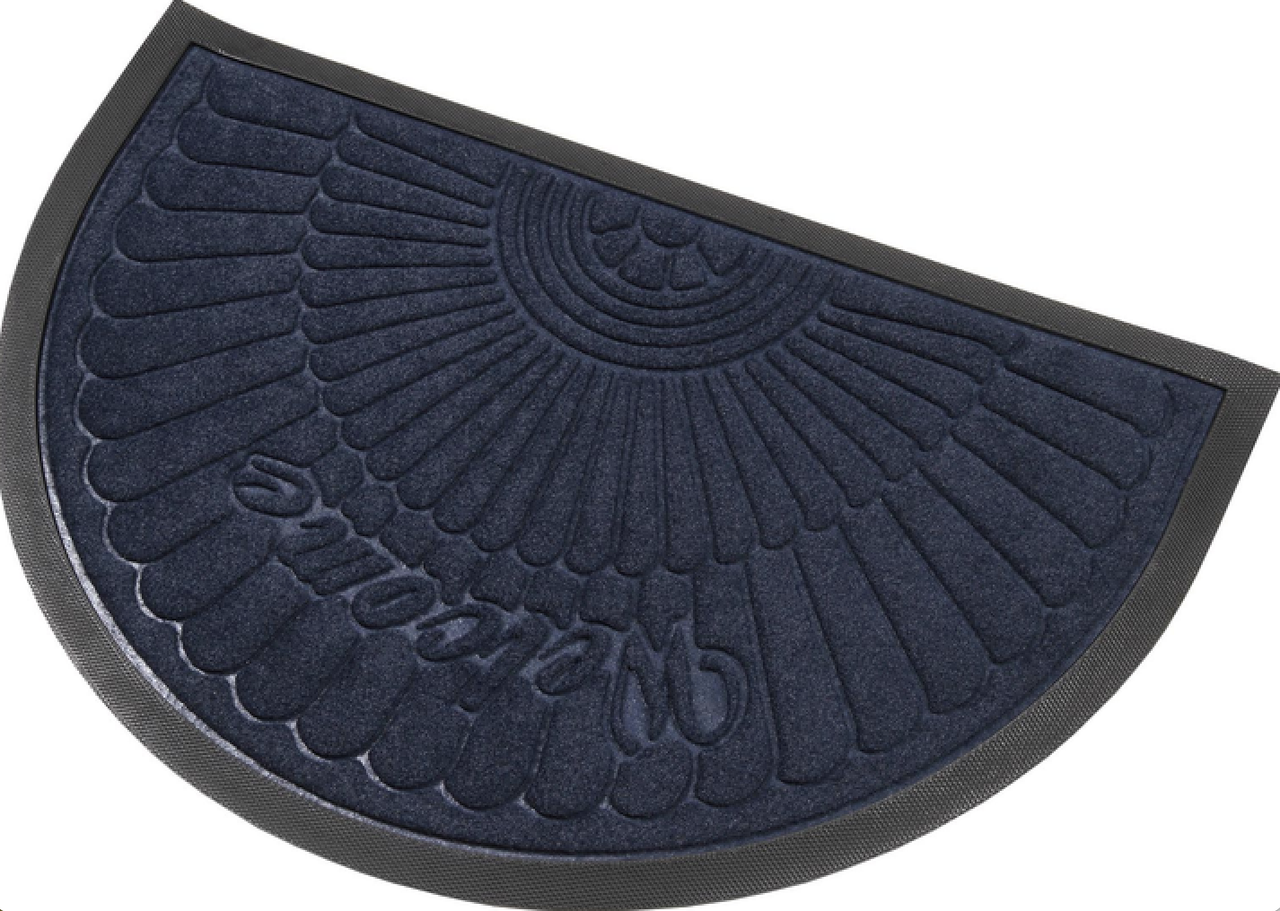 Грязезащитный коврик полукруглый на резиновой основе с бортом 45х75 см Синий (2373 Kha)