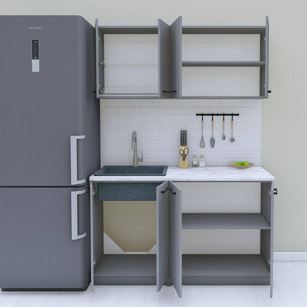 Кухня лінійна готова 1,4 м 140 см Антрацит (МП47б) - фото 2 Кухня лінійна готова 1,4 м 140 см Антрацит (МП47б) - фото 2