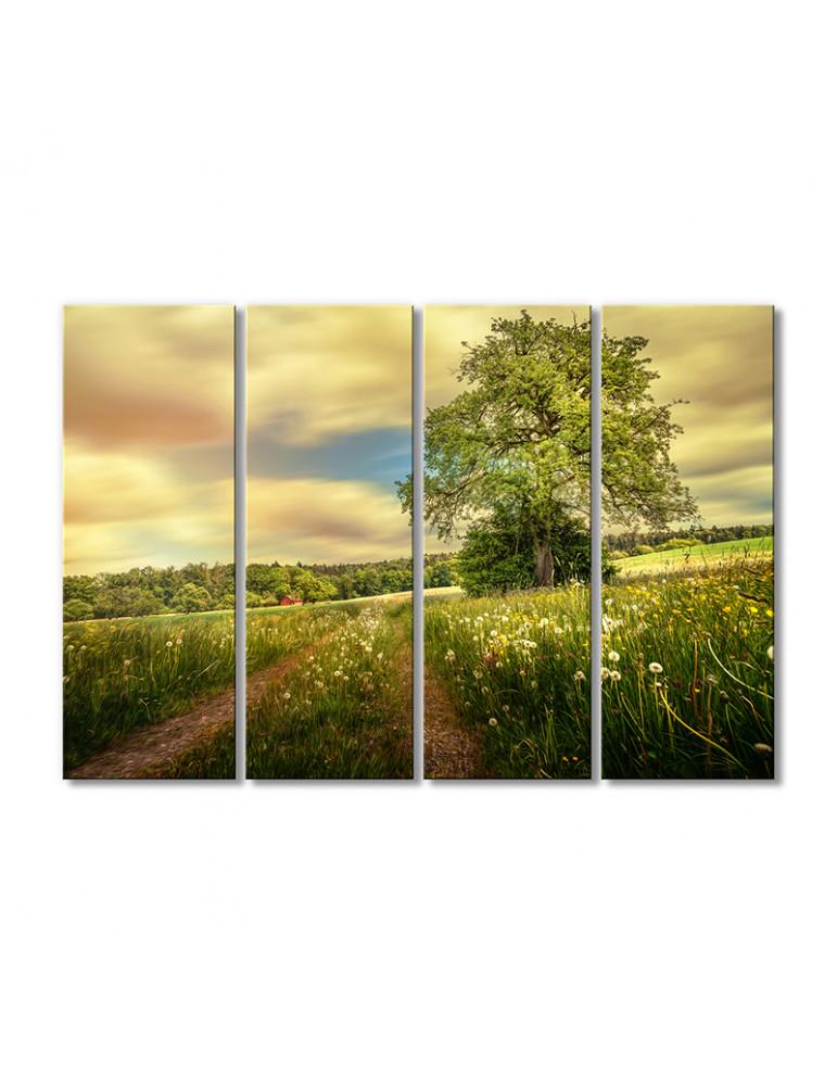 Картина модульная Природа деревья зелень трава 4 модуля 70x105 см