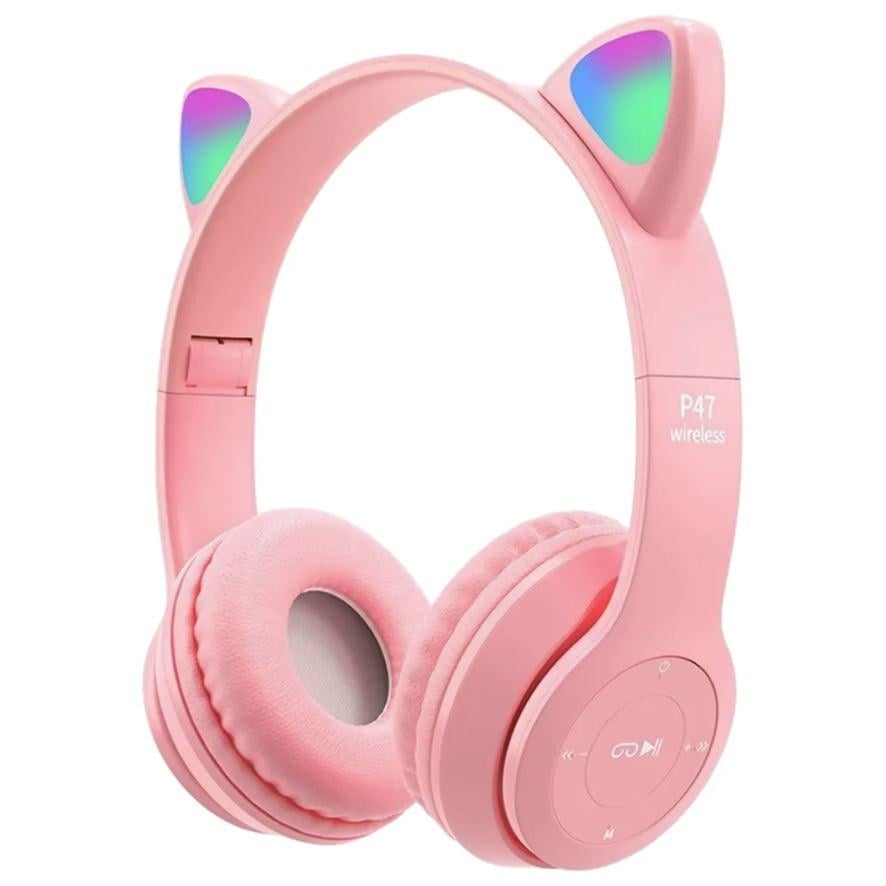 Наушники беспроводные Cat Ear P47M с кошачьими ушками Pink (33093675)