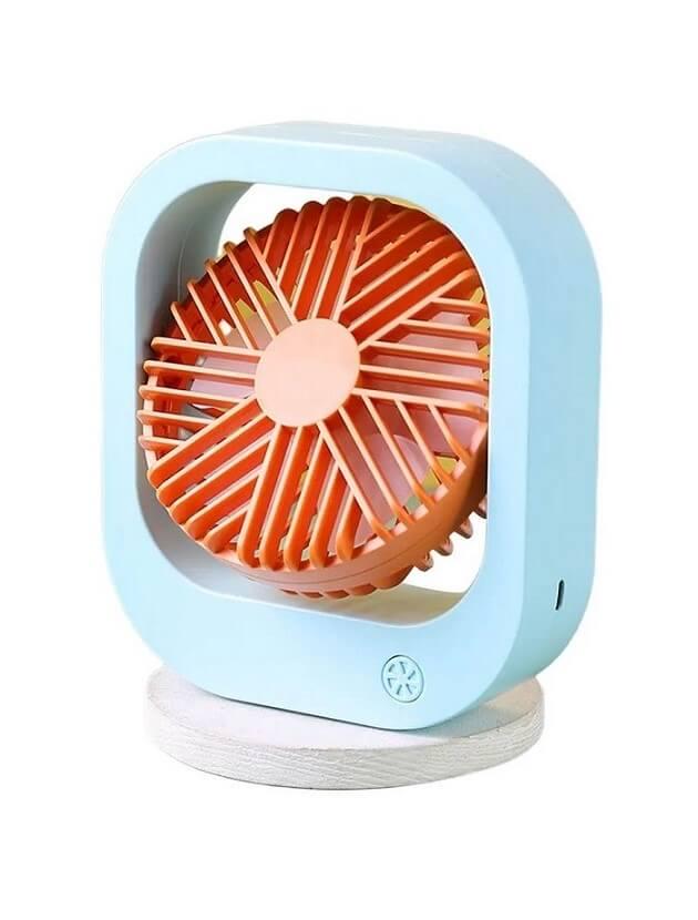 Вентилятор настольный аккумуляторный DianDi Fashion Fan SQ 2177A с USB-зарядкой Голубой оранжевый (11340686)