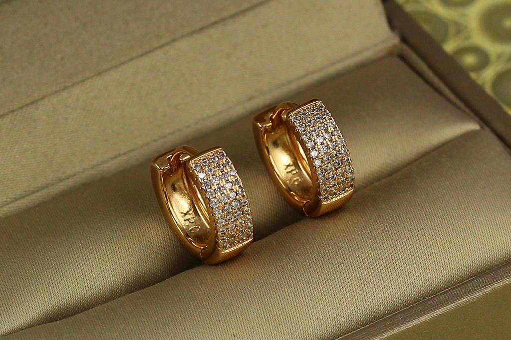 Серьги Xuping Jewelry широкие кольца с камнями 1,4 Золотистый (2364779186)