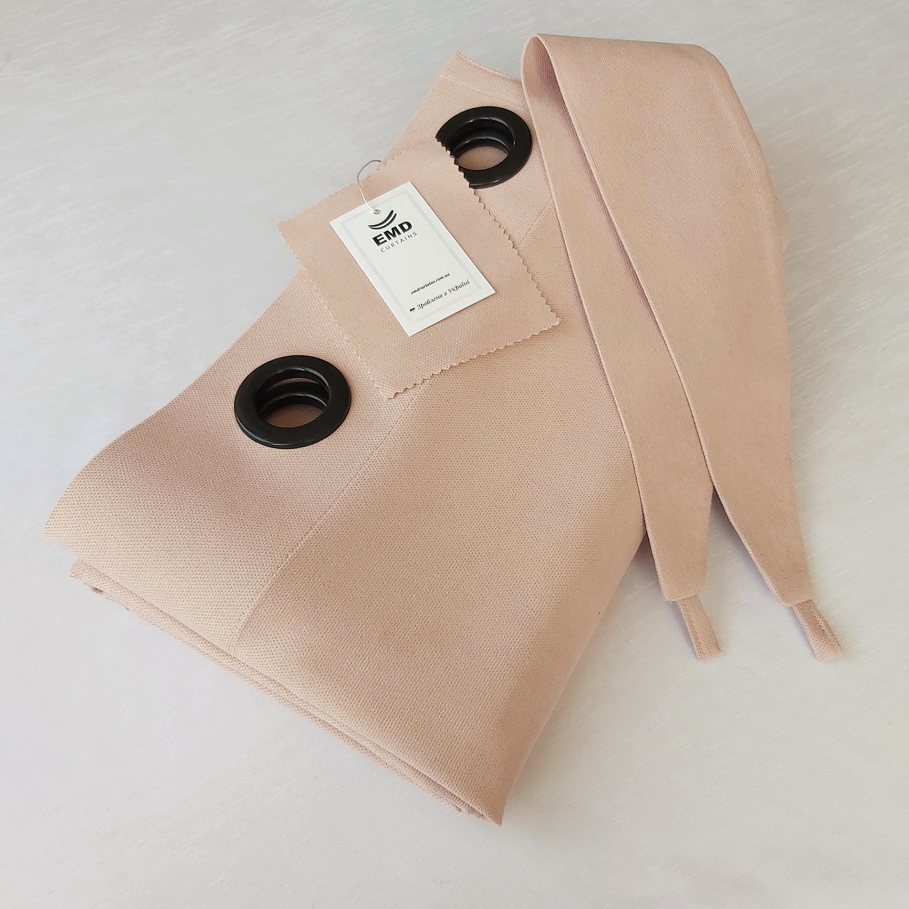 Штора на черных люверсах с подхватом 150х250 см микровелюр 1 шт. Розово-персиковый (5801528-MT11/150-BL) - фото 7