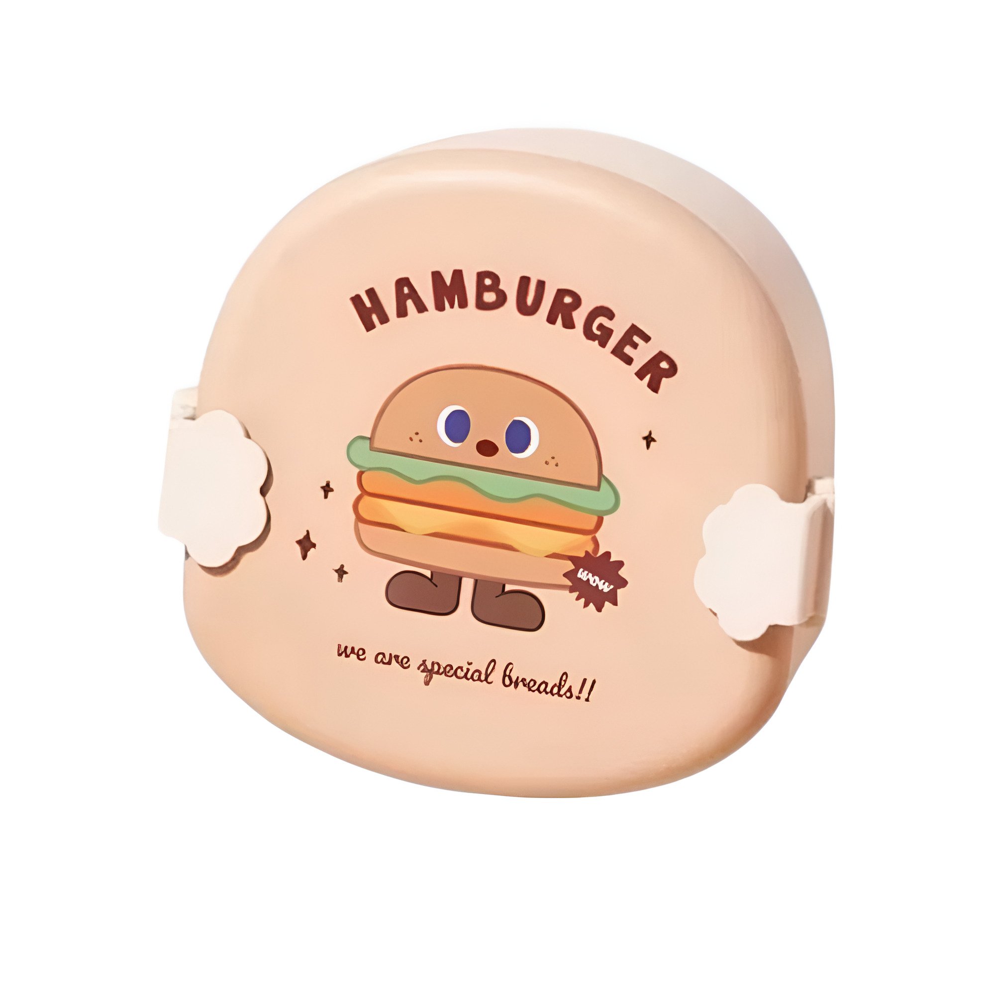 Ланч-бокс для еды Hamburger R93073 с вилкой и ложкой 15х16х9 см Бежевый (24461140)