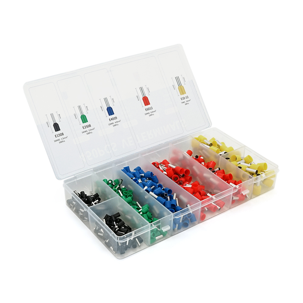 Набор клемм/наконечников E1508bl E2508g E4009b E1012y в боксе 450 шт. (YUT_V11613)