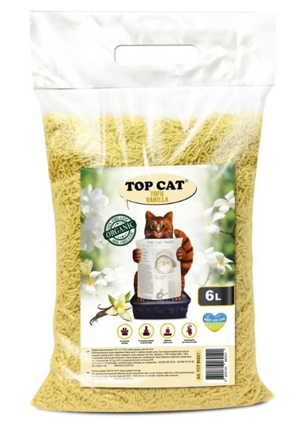 Наповнювач для котячого туалету Top Cat Tofu соєвий з ароматом Ваніль 6 л 2,5 кг