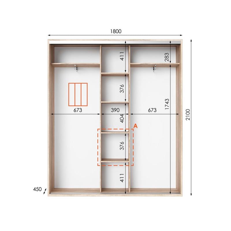 Шафа-купе Idea серія 6 180х45х210 см Дуб сонома (1534) - фото 2