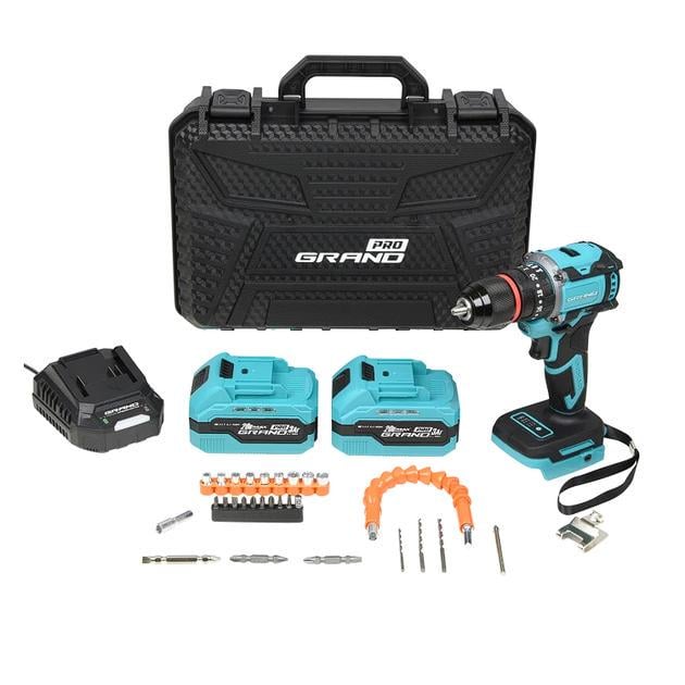 Дрель аккумуляторная Grand ДА-20/50 BL/DFR съемный патрон/безщеточный мотор/2 аккумулятора 3 Ач 50 Нм/кейс (31213875)