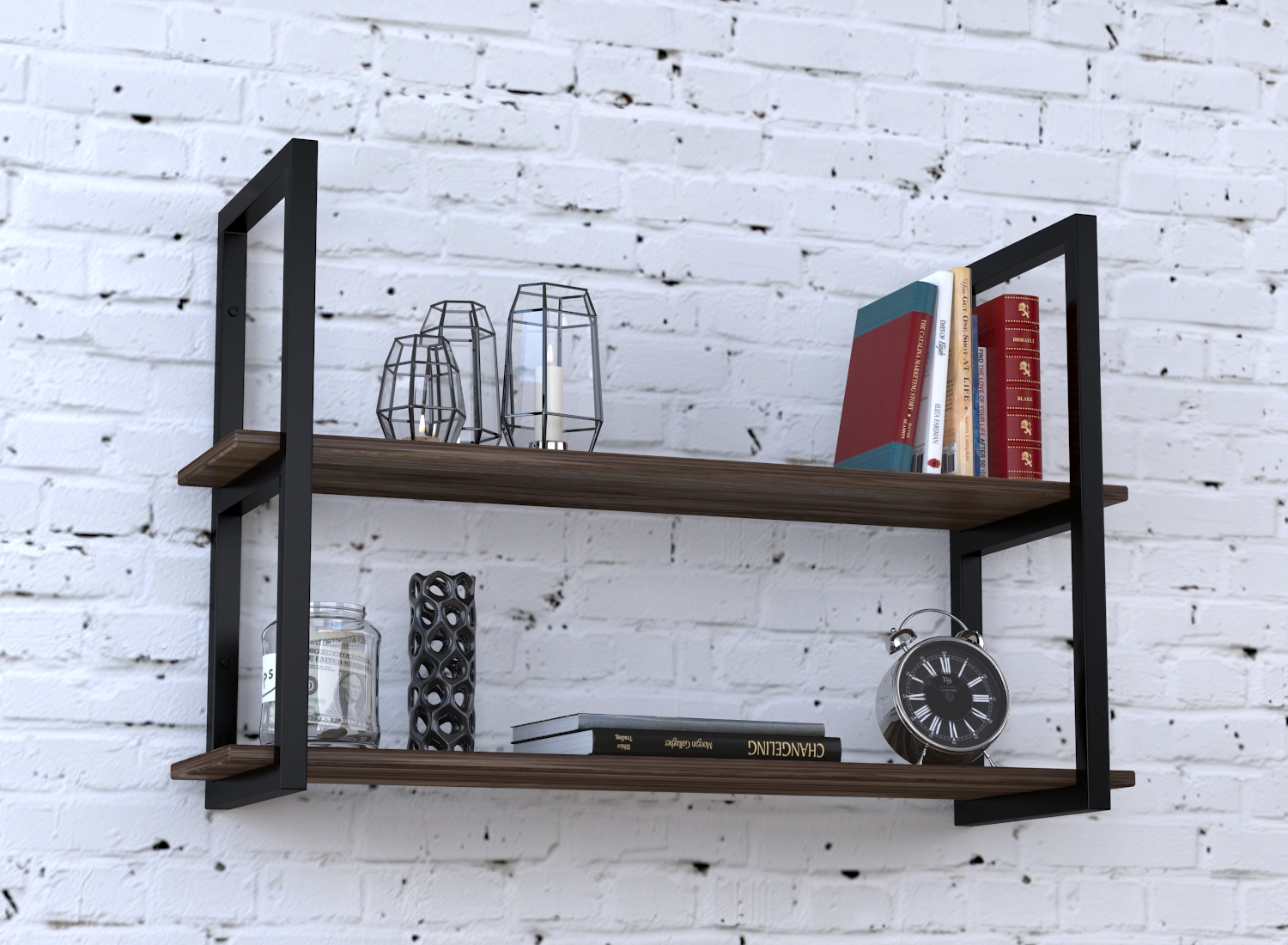 Полка настенная PL-2 орех модена 112 см Черный