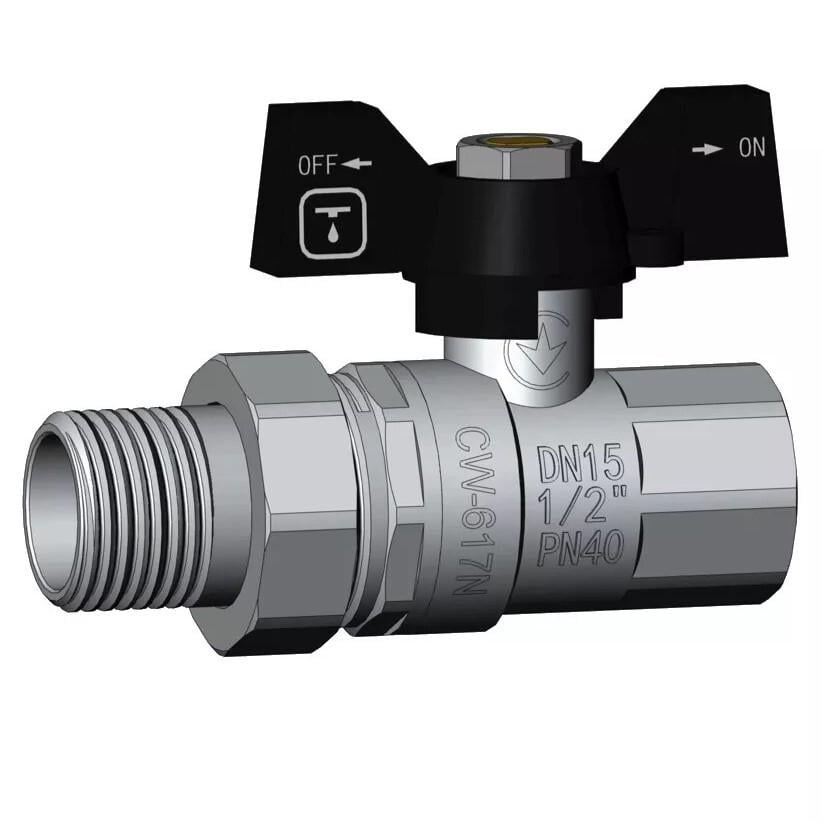 Кран шаровой ITAL IB110114 1/2" ВН с американкой бабочка (172424)