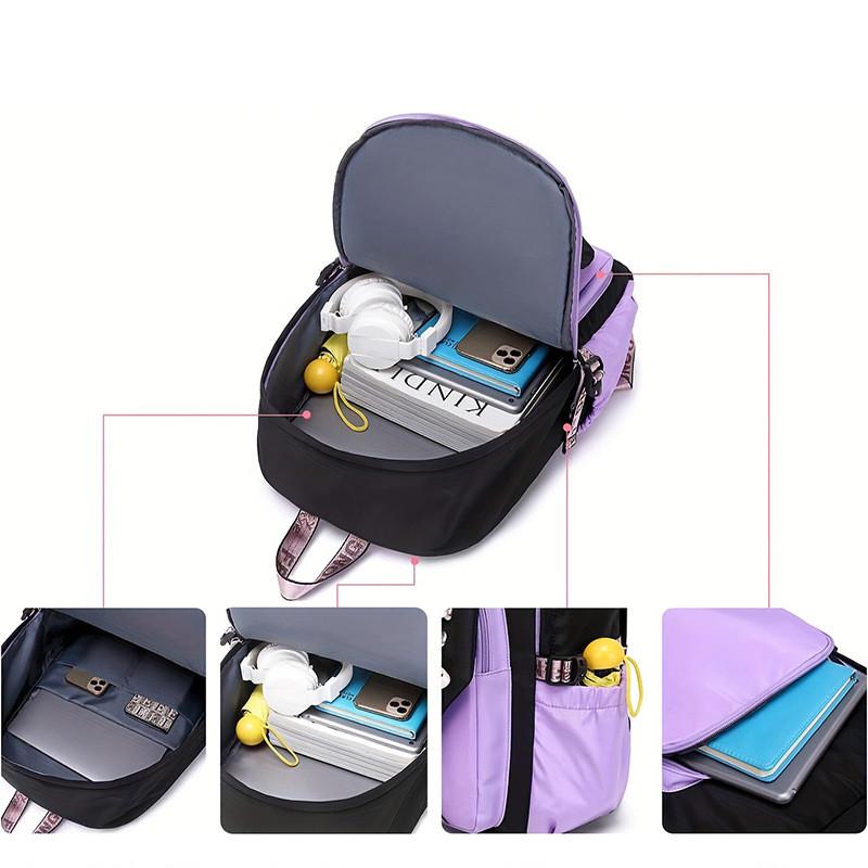 Шкільний рюкзак для дівчинки Berry 5-11 клас з хутряним помпоном Фіолетовий (1330976031) - фото 4