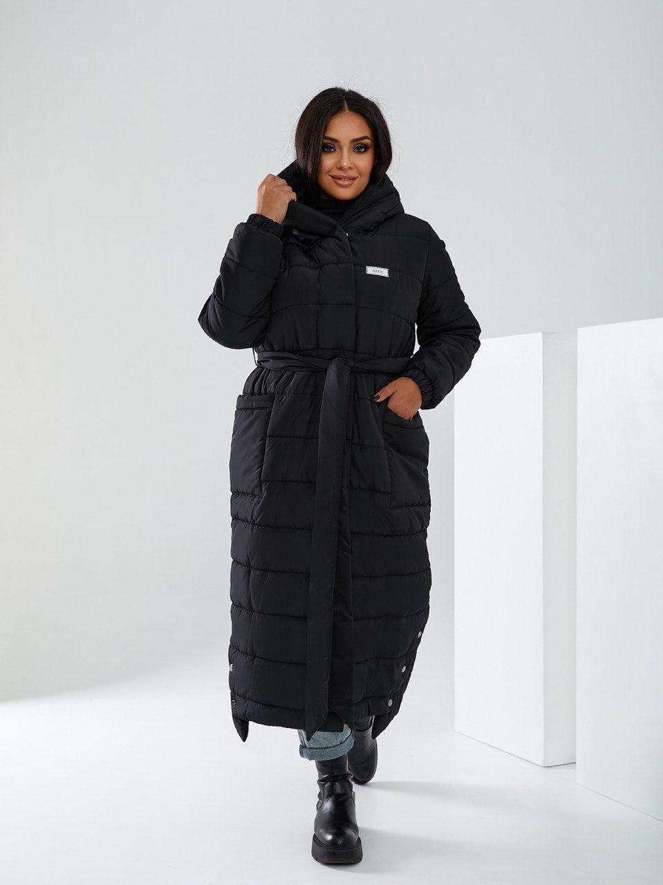 Пуховик длинный Aiza А032 на поясе кнопках молнии и с капюшоном р. 54-56 Хаки - фото 12 Пуховик длинный Aiza А032 на поясе кнопках молнии и с капюшоном р. 54-56 Хаки - фото 12