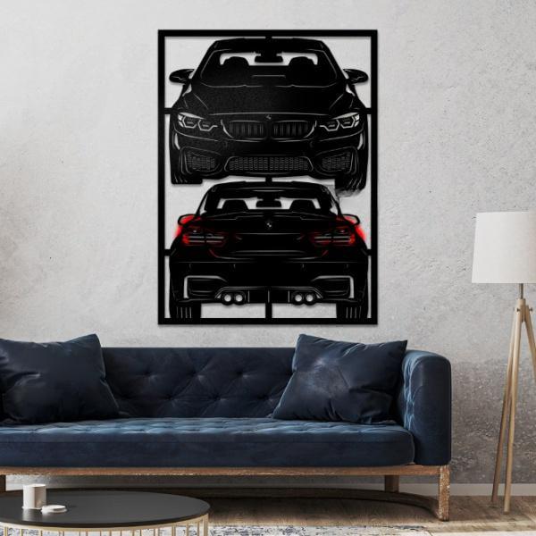 Панно деревянное настенный декор в стиле минимализм Decart BMW M3 2018 на кухню гостиную и спальню без подсветки 120х90 см
