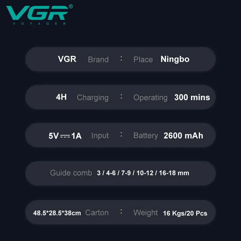 Машинка акумуляторна для стрижки VGR V-659 (9036) - фото 7