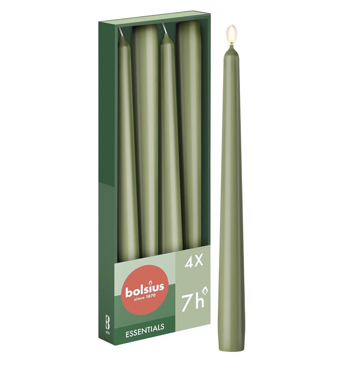 Свеча конусная столовая Bolsius 245/24 4 шт. Olive