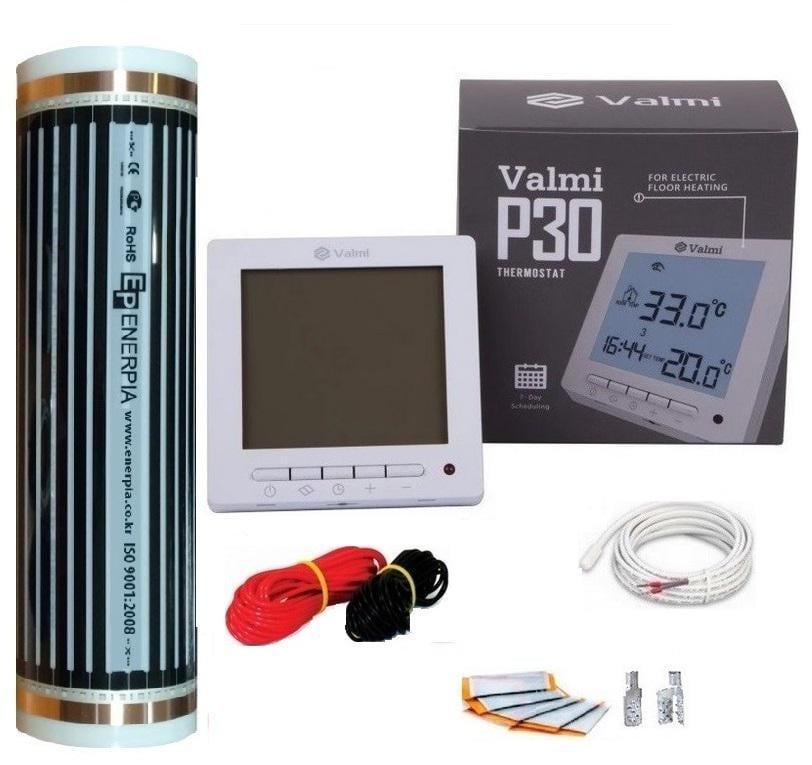 Тепла підлога інфрачервона плівкова Enerpia 5,5 м² 220 Вт/м² з програмованим терморегулятором Valmi P30 Тепла підлога інфрачервона плівкова Enerpia 5,5 м² 220 Вт/м² з програмованим терморегулятором Valmi P30