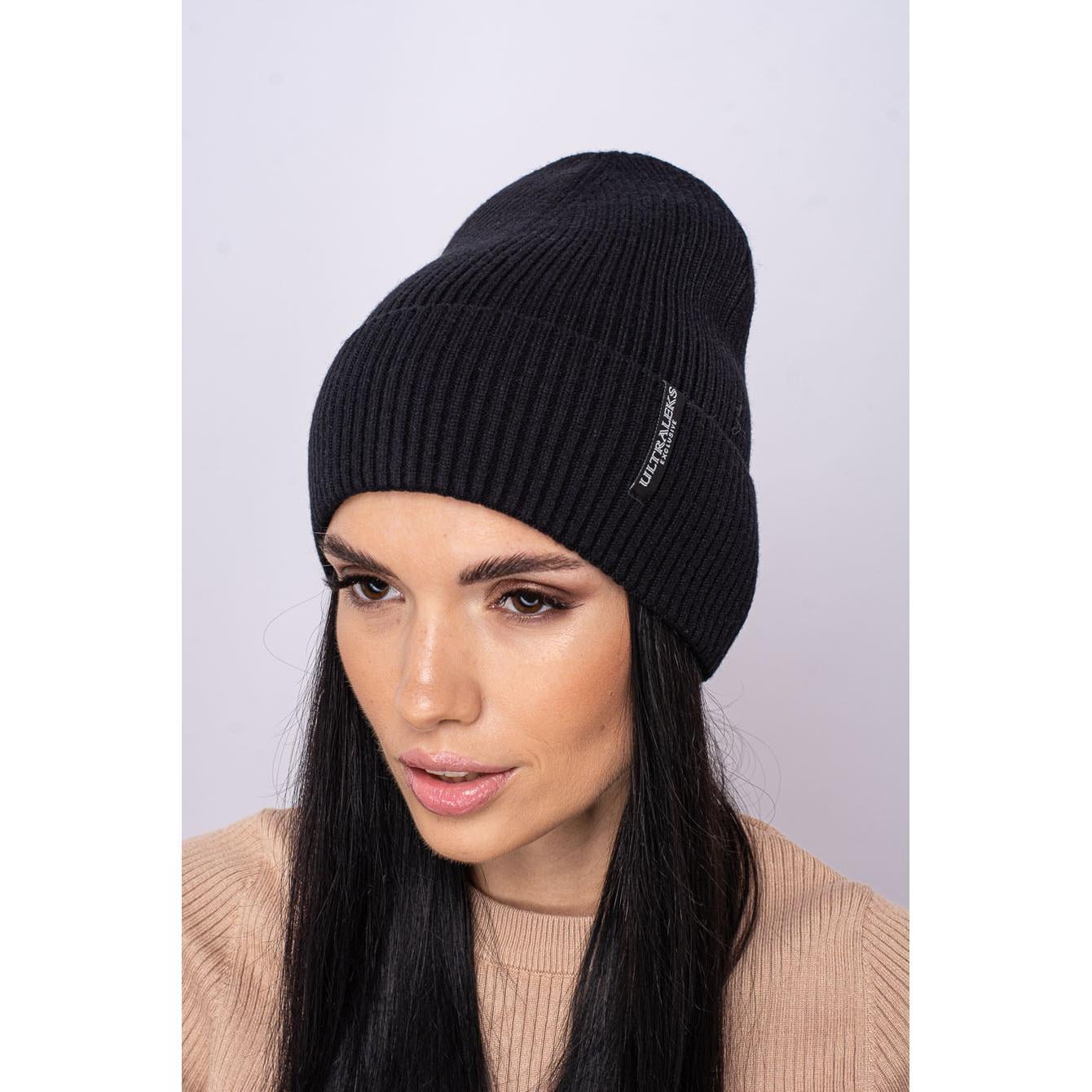 Шапка женская шерстяная Leks Этюд one size Черный
