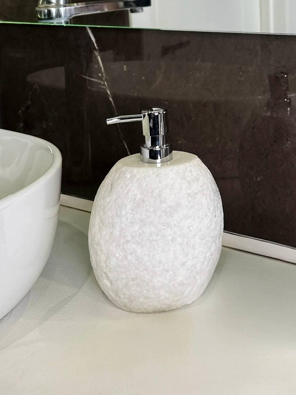 Дозатор для рідкого мила з натурального каменю Білий мармур (25787441)