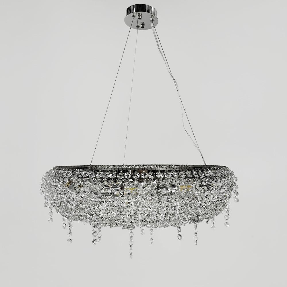 Люстра розкішна кришталева MJ194 CH/CL на 12 ламп Ø 80 см Хром/Прозорий