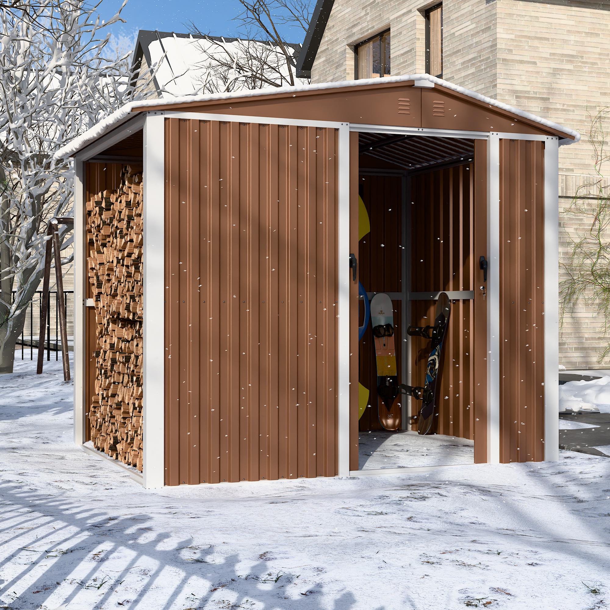 Хозблок-сарай металлический с двускатной крышей NEXT-древник 2000х2400х1800 мм Коричневый - фото 3 Хозблок-сарай металлический с двускатной крышей NEXT-древник 2000х2400х1800 мм Коричневый - фото 3