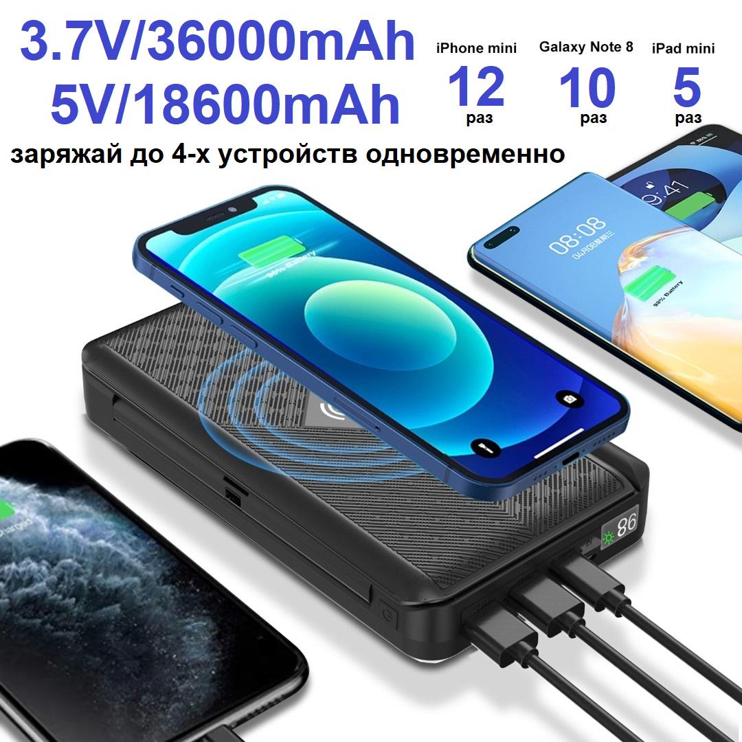 Повербанк із сонячною панеллю VHG DN52 36000 mAh Wireless Portable Solar Charger Black - фото 2