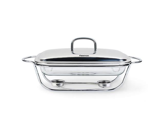 Мармит овальный Fissman 42x25x19 см 3 л из жаропрочного стекла с крышкой из нержавеющей стали (6031)