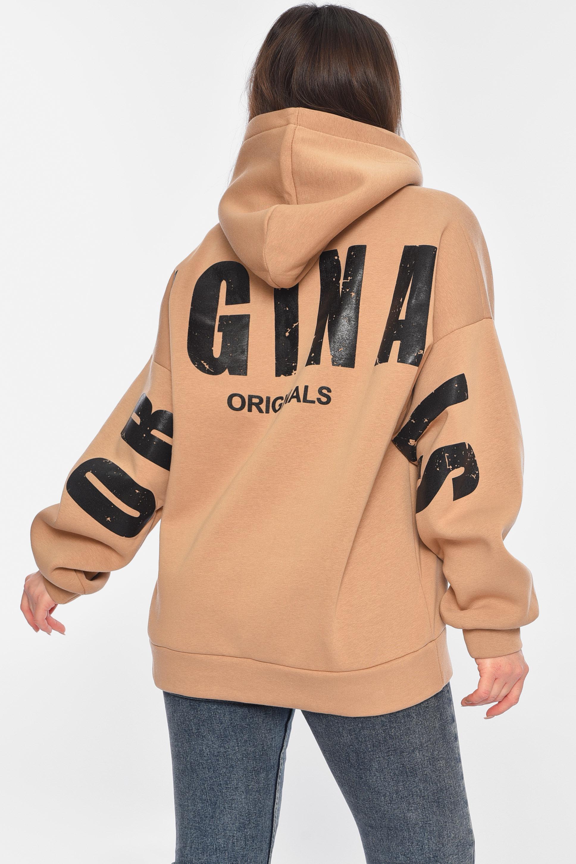 Худи женское на флисе 2XL-XL Бежевый (195880) - фото 3 Худи женское на флисе 2XL-XL Бежевый (195880) - фото 3