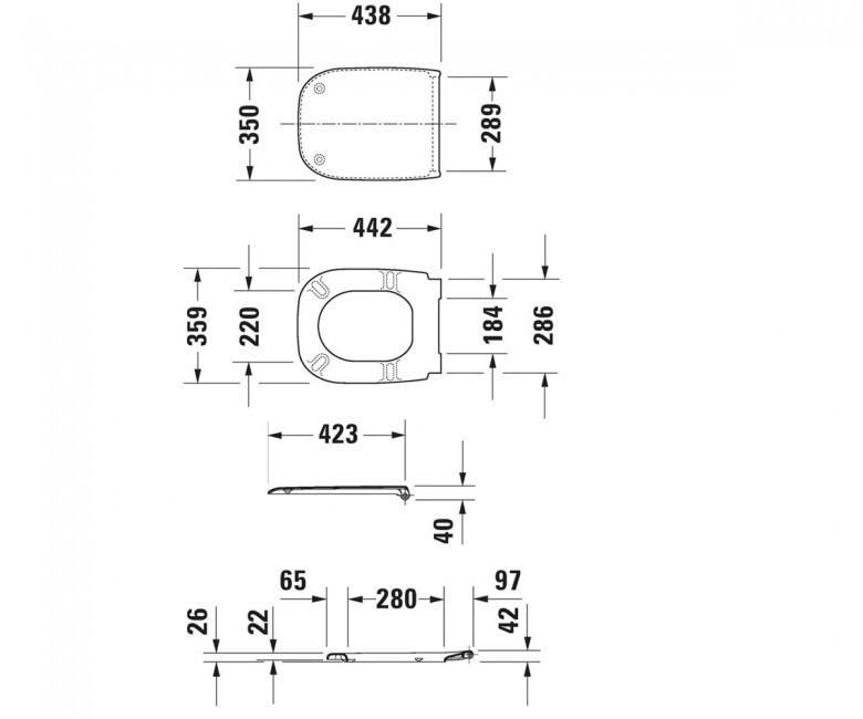 Кришка з сидінням Duravit D-Code slow-closing 43,8х35,9 см Білий (0067390000) - фото 2