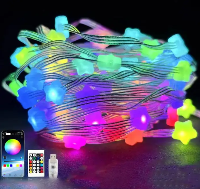 Гирлянда умная светодиодная Звездочки USB музыкальная 33LED 5 м Multi (99296342) - фото 5